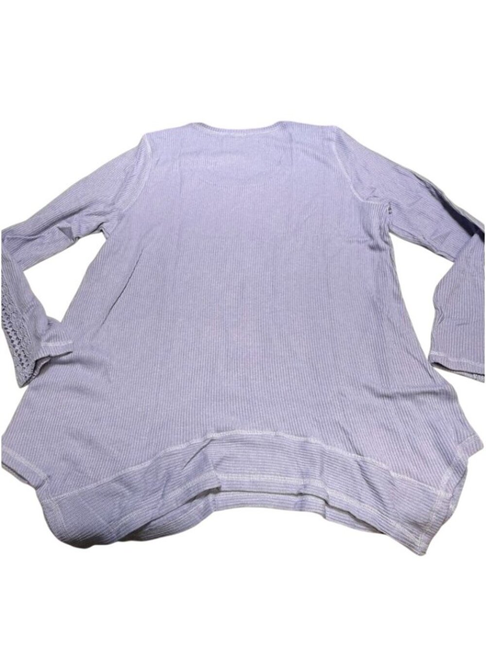 Studio 1886 Ribbed Knit 3/4 Sleeves Lavender Touch Of Lace Tunic Top Size XL - Picture 6 of 7